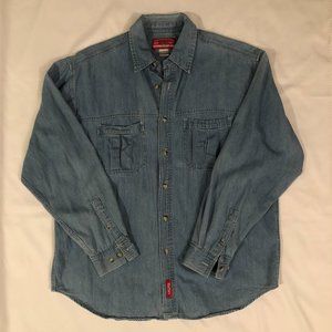 VTG Men`s Large Blue Denim Marlboro LS Shirt